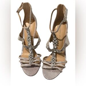 Antonio Melani Rhinestone Heels – Glam Strappy Sandals Size 9.5